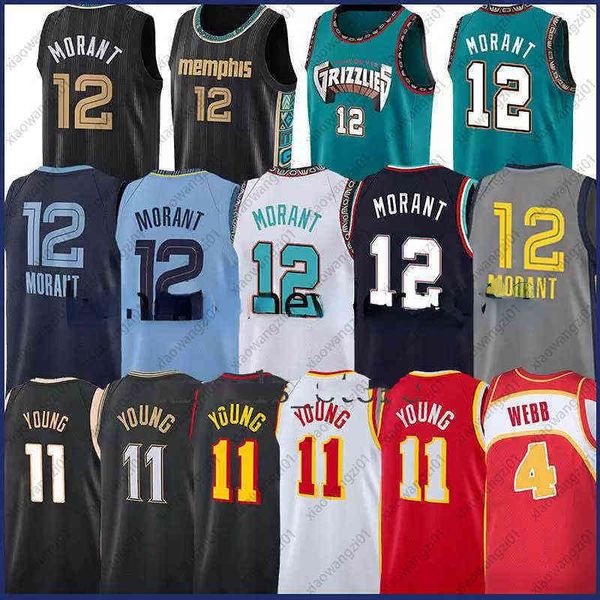

trae 11 young ja 12 morant spud 4 webb basketball jersey, Black;red