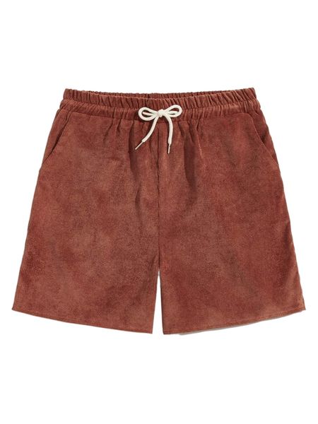 

romwe guys solid corduroy drawstring shorts r5ih#, White;black