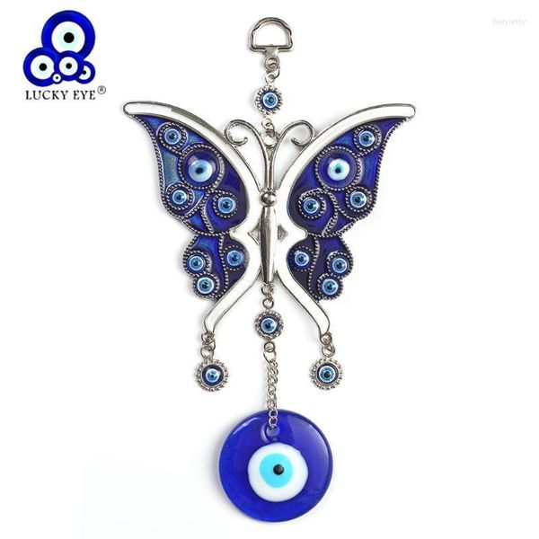 Chaves de chaves de borboleta de olho de olho sortudo parede pendurada no chaveiro azul light white liga turca carros malignos jóias de moda da moda