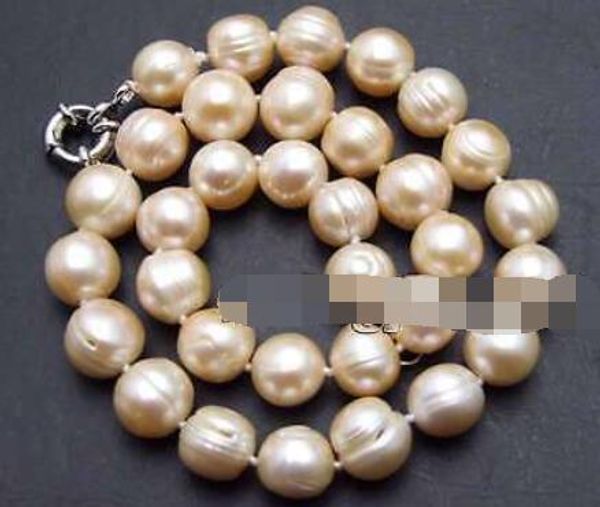 

sale big 10-11mm pink round gradual natural freshwater pearl 17&quot necklace-6063, Silver