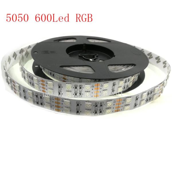 Tiras tiras de tira de led luminário de silício Ribbon impermeável IP20 Linha dupla 600 LOW 5M DC 12V 3000K 6500K BRANCO QUENTE QUENTE RGB Tapeled thupled