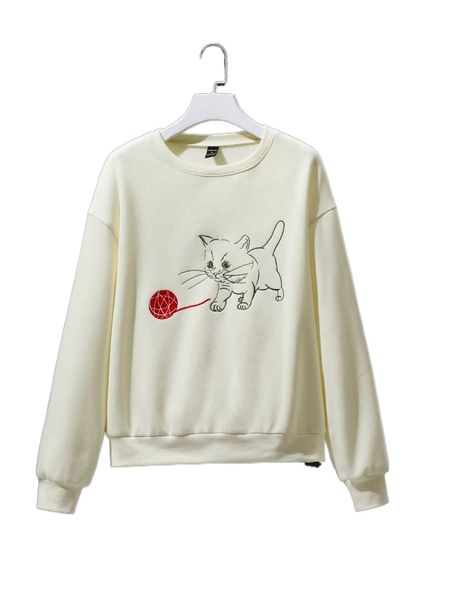 

x marÃ­a zavoychinskiy cartoon embroidery drop shoulder pullover h1kv#, Black