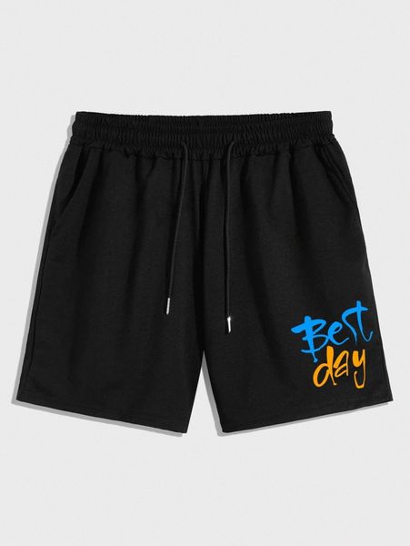 

men letter graphic drawstring shorts z8zk#, White;black