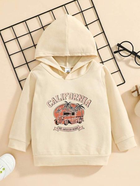 

baby car & letter graphic hoodie she, Black