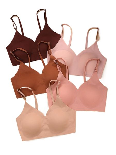 

5pack no show bralette set 55dc#, Black;red