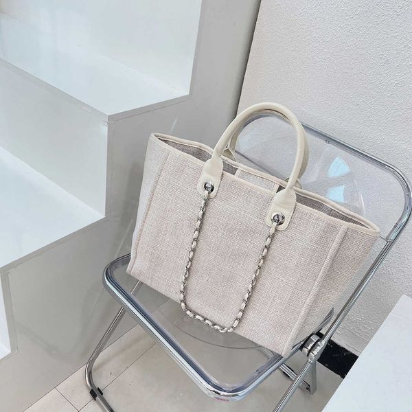 

designer canvas tote bag women shopping handbags summer fashion beach shoulder large-capacity book bags cc letter luxury commuting handbag