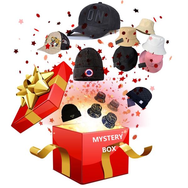 

christmas blind box lucky box mystery box mysterious gift random get one designer baseball caps or beanie or bucket hat235o, Blue;gray