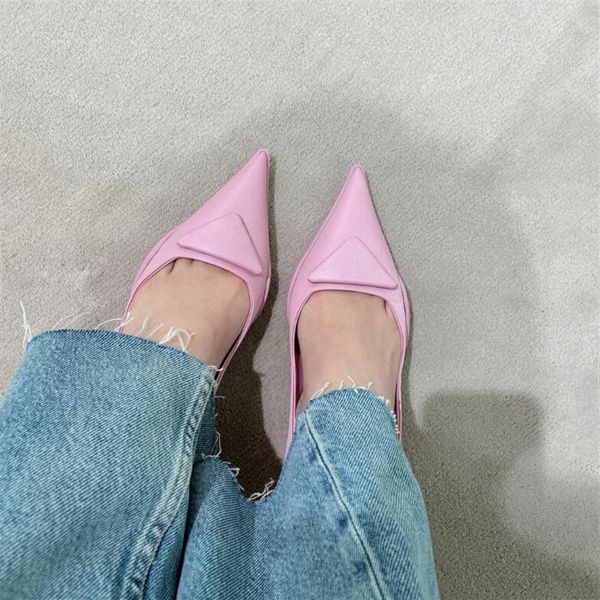 

original models p-da luxury designer brand pointed sandals 2021 latest fashion womens genuine leather shallow mouth high heels san296y, Black