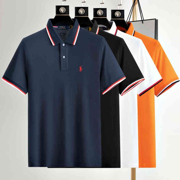 

selling paul polo shirts men's selling ralphl cotton linen short sleeve t-shirt embroidered malaysian loose large summer sweatshirt, White;black