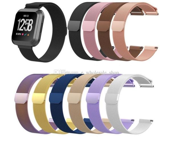 Cinturino cinturino da polso con cinturino magnetico in acciaio inossidabile milanese per Fitbit Versa/Versa Lite/Versa 2 Smart Watch sostituzione cinturino regolato