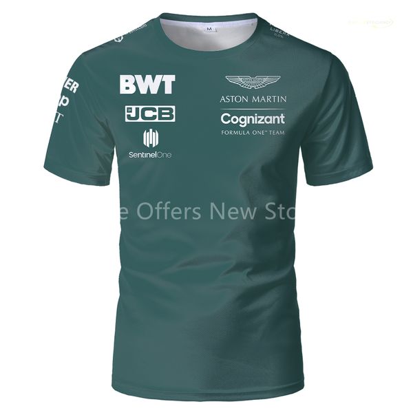 

2022 f1 team racing formula men's short sleeve t shirt summer women's printed oversized new o neck one aston martin extreme sports, White;black