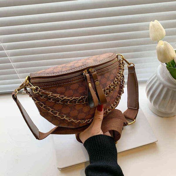 

popular small bag women's fashion autumn wide shoulder belt menger chest niche design waist