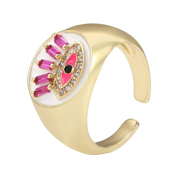 

cluster rings evil eye ring for women men 18k gold plated aesthetic adjustable dainty y2k chunky cubic zirconia resin funky trendy teen amrm, Golden;silver