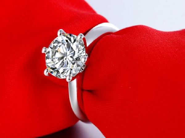 

18k gold plated ring ice flower cut female ring platinum six claws, Slivery;golden