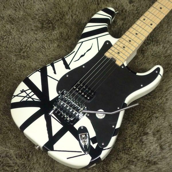 

striped series white with black stripes electric guitar