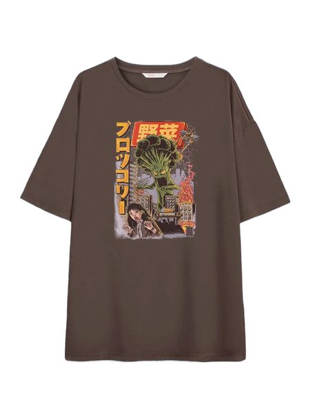 

romwe x ilustrata cartoon & figure graphic oversized tee a637#, White
