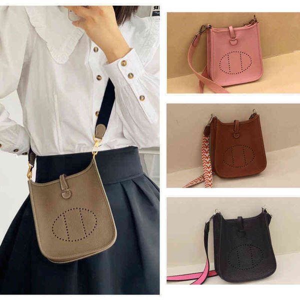 

handbag crossbody evelynes's women casual and versatile first layer cow leather bucket bag lychee pattern high-end portable single shou