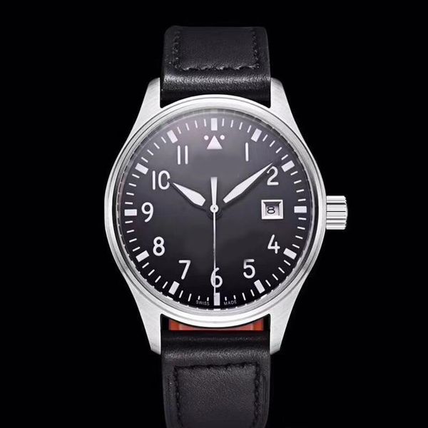 

2020 automatic mechanical men's watch pilot mark xviii iw327004 40mm blue dial brown leather strapmens watches2277, Slivery;brown