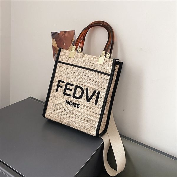 

purses us net red same portable tote fenjia straw woven women's new one shoulder handbag
