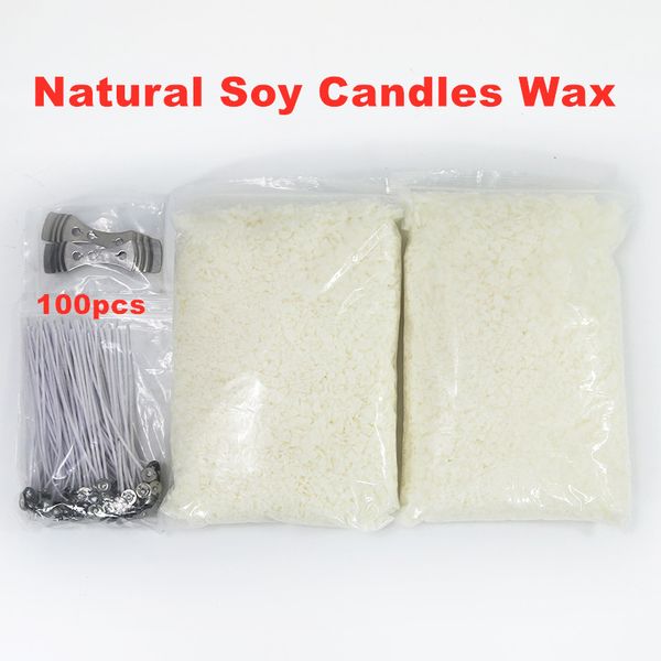 Velas de velas naturais de 2 kg de velas com 100pcs 6 polegadas pré-encadeadas Wicks 2 Dispositivos de centralização de metal