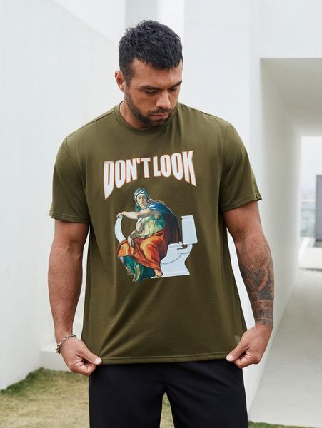 

men figure and letter graphic tee k8tv#, White;black