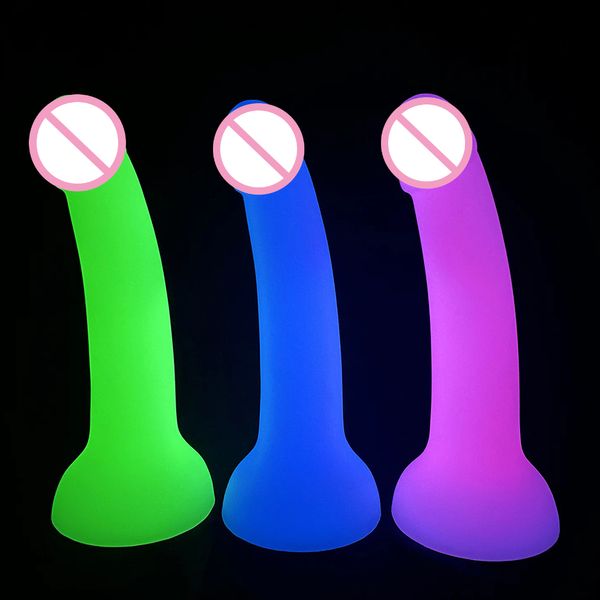 Silicone Luminoso Anal Plug Dildo Butt Giocattoli sexy Per Le Donne/Uomini Jelly Glow Dildo Masturbatori Vaginale Adulti Negozio