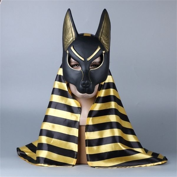 Egito Anubis Cosplay Face Mask Wolf Head Chacal Animal Masquerade Props Party Halloween Fancy Dress Ball 220707