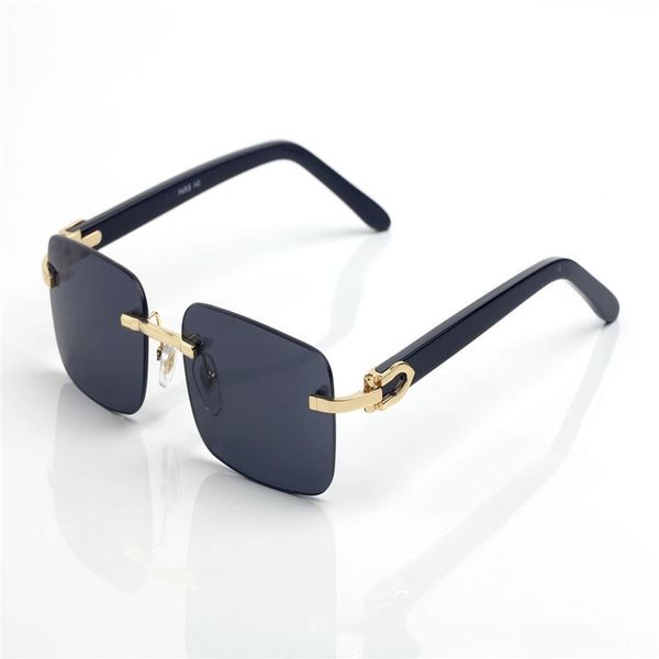 

brand women designer sunglasses mens buffalo horn glasses eyeglass man and woman rimless black sport sunglass gold metal black woo283z, White;black