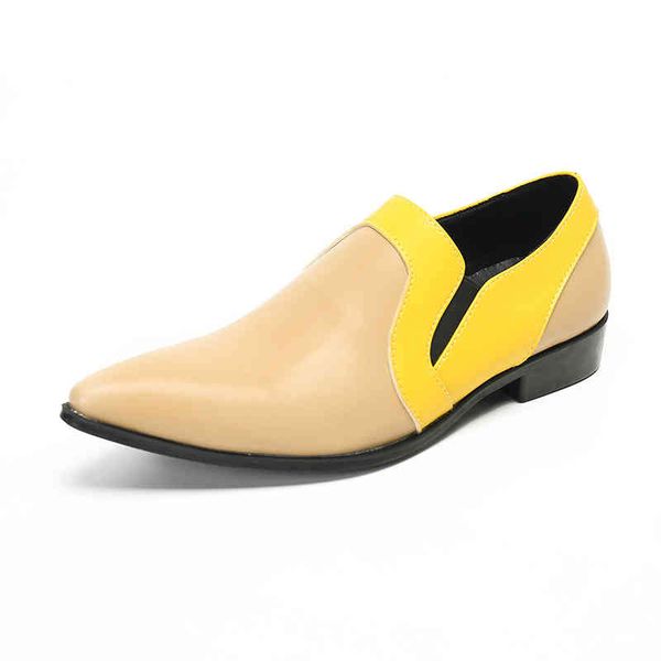 

dress shoes yellow block men's shoes overshoot business dress leather pointed korean british casual apricot wedding, Black