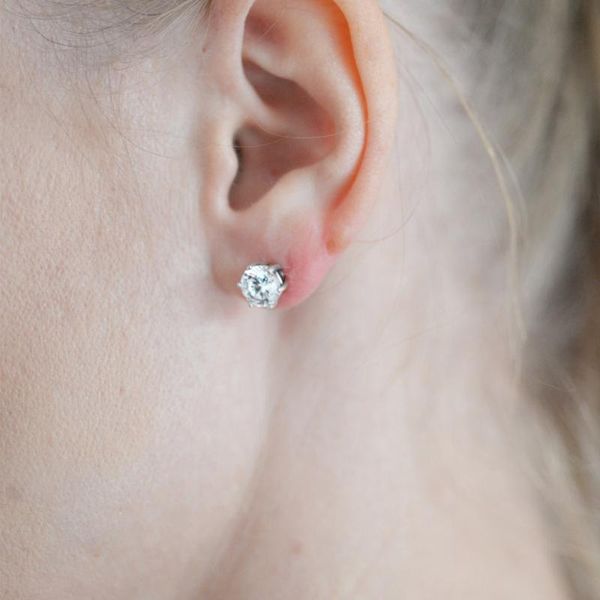 

stud 10mm zircon earrings cubic zirconia for women mini ear bone jewelry, Golden;silver