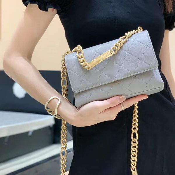 

original quality chains shoulder handbag classic caviar designer flap bag 24cm lady evening bags cover cross body bags with box c027, Black