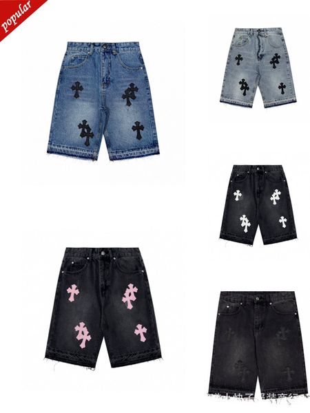 

factory online export designer new brand shorts ch croix cross skinned jeans fashion men's and women's casual loose couple pants, White;black