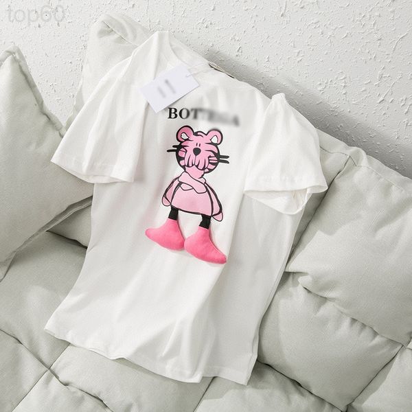 

designer 2022 european summer new short sleeve t-shirt women's fashion trend round neck loose cartoon black and white red tricolor 2002