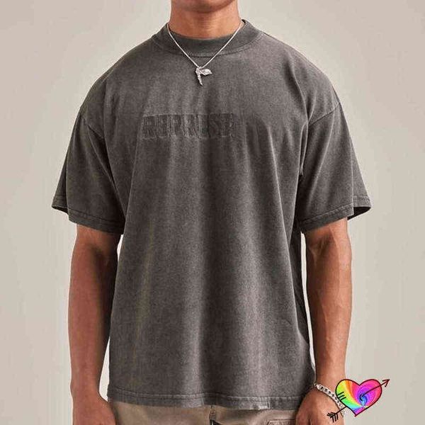 

embroidered t-shirt men women 1:1 vintage grey t shirt oversize wash tee short sleeve g1230, White;black