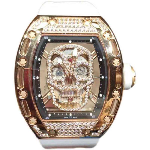 

watches wristwatch luxury richa milles designer men's fully automatic mechanical watch skull sky star studded tape personalized fashion, Slivery;golden