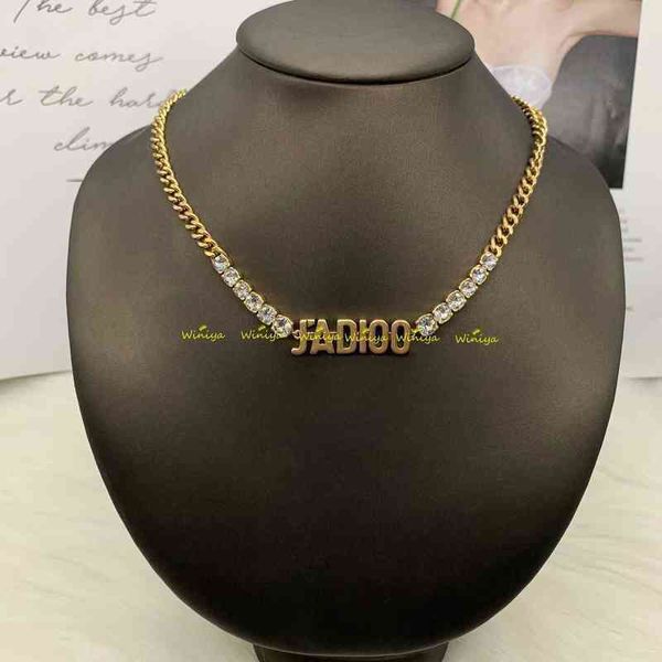 

necklace new letter diamond inlaid personalized neck femininity trend net red same clavicle chain, Silver