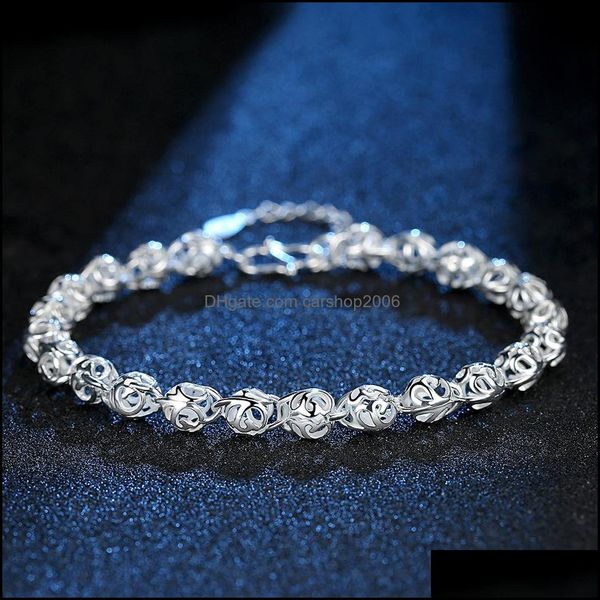 

charm bracelets jewelry s925 sterling sier hollow out beads crystal fashion bracelet for women drop delivery 2021 xkoav, Golden;silver