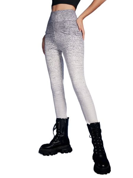 

romwe allover print leggings 72dt#, White;black