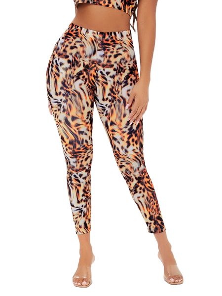 

sxy tiger print crop leggings s7zi#, White;black