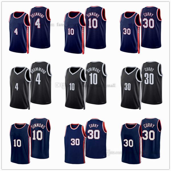 

printed city basketball jerseys4 andre 30 seth 10 ben drummond curry simmons jersey color white blue black, Black;red