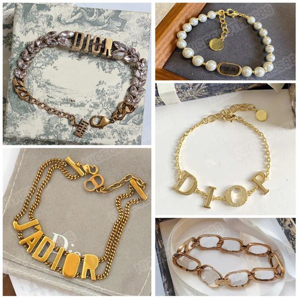 

the same letter pearl bracelet of d fashion stars slave link wrist chains for women290j, Black