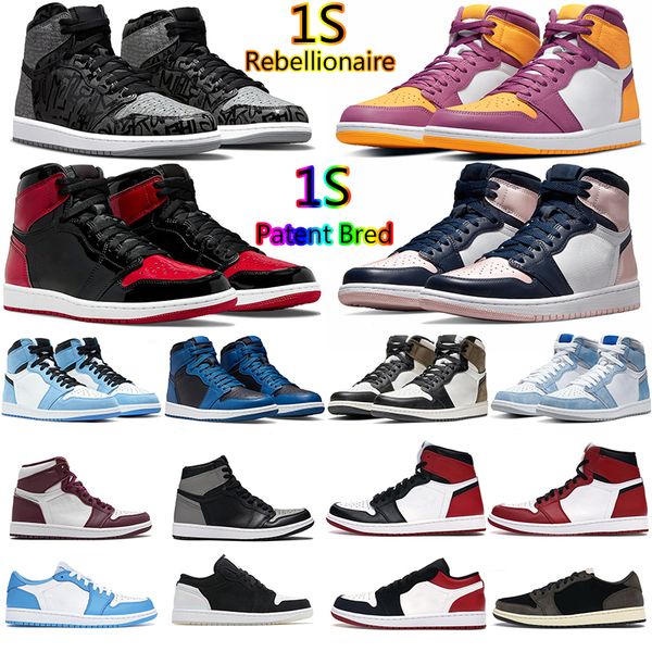 

jumpman 1 1s mens basketball shoes high og rebellionaire bred patent obsidian chicago hype royal dark mocha unc black white men women sports