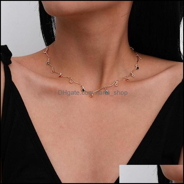 

chokers necklaces pendants jewelry sweet women fashion colorf crystal pendant choker necklace for trendy clavicle chain accessories drop d, Golden;silver