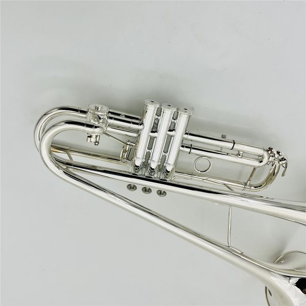 Double Bell Trumpe BB Tune Sliver Plated Instrument de latão com acessórios de caixa