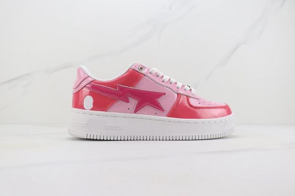 

2022 new color bapesta running shoes men women red pink white sports sneaker