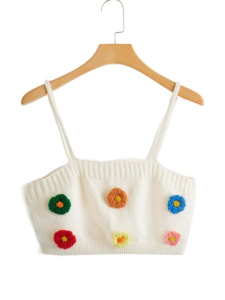 

plus appliques cami knit m8wb#, Black