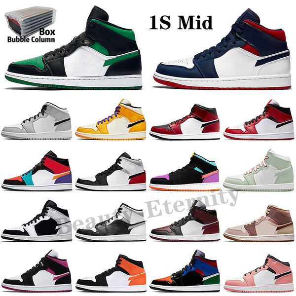 

1 1s mens basketball shoes high dark marina blue university mocha mid shadow college grey patent bred men women sports sneakers trainers wit