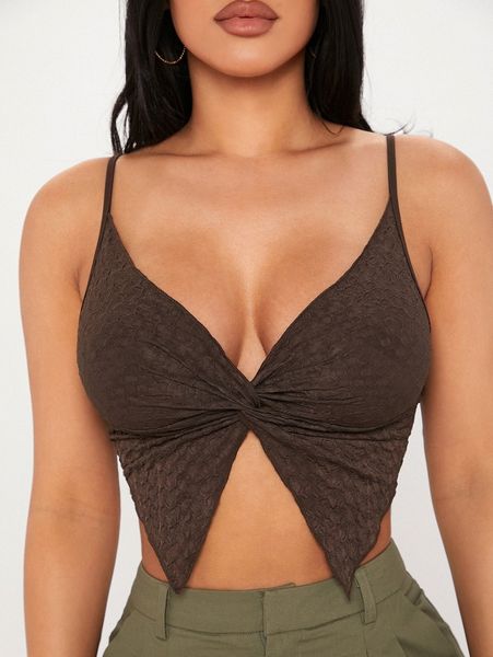 

petite twist front asymmetrical hem cami t9f8#, White