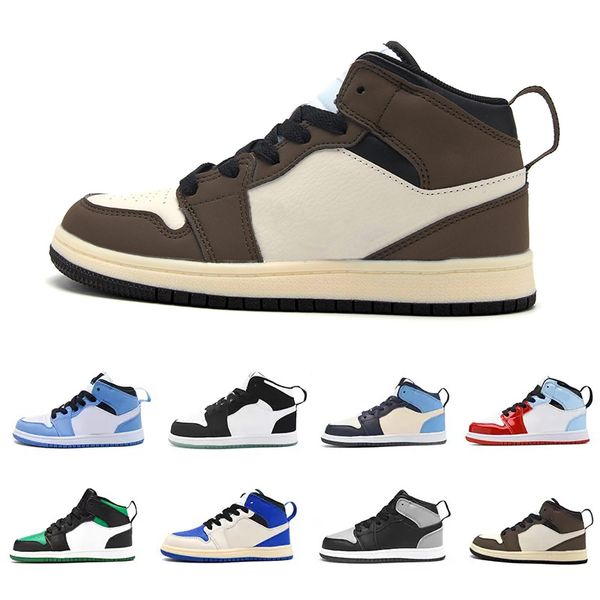 

kid designer shoes bred patent children preschool basketball shoes dark mocha unc shadow athletic outdoor baby sneaker trainers toddler girl, Black