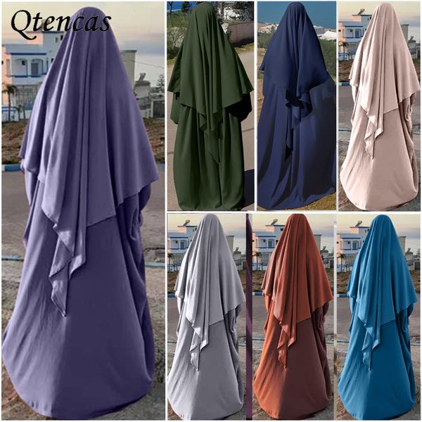 

eid prayer garment long khimar women muslim hijab abaya veil jilbab ramadan abayas arabic islam clothing niqab burka jubah, Red